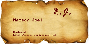 Macsor Joel névjegykártya
